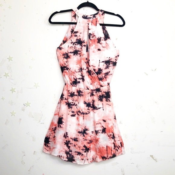 PARKER palm tree pink wrap front and back Silk mini dress - Picture 15 of 15